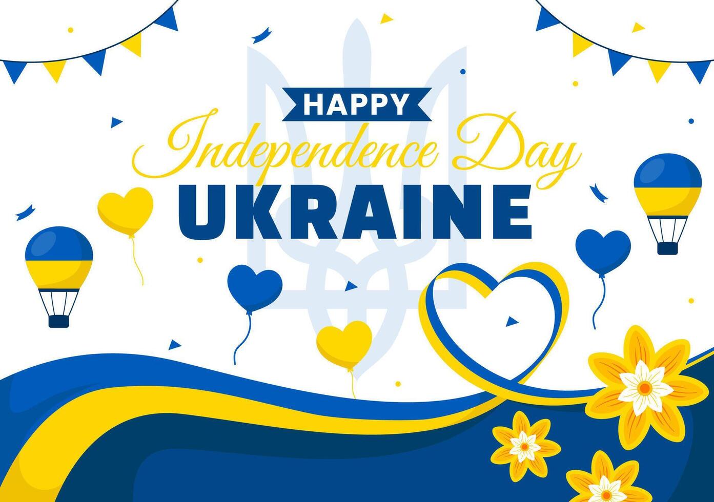 contento Ucrania independencia día ilustración en 24 agosto con ucranio bandera antecedentes en nacional fiesta plano dibujos animados antecedentes vector