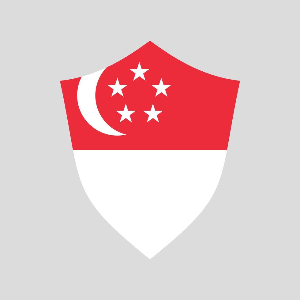 Singapore Flag in Shield Shape Frame vector