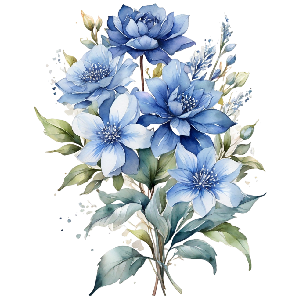 Watercolor Bouquet flower, Watercolor Cup Design flower png