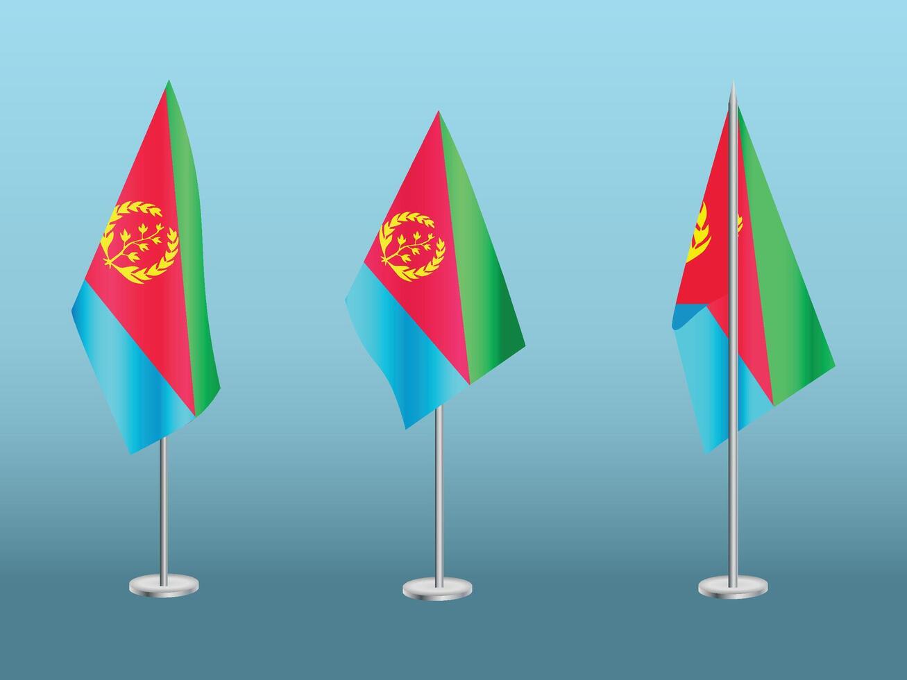 Flag of Eritrea with silver pole.Set of Eritrea's national flag vector