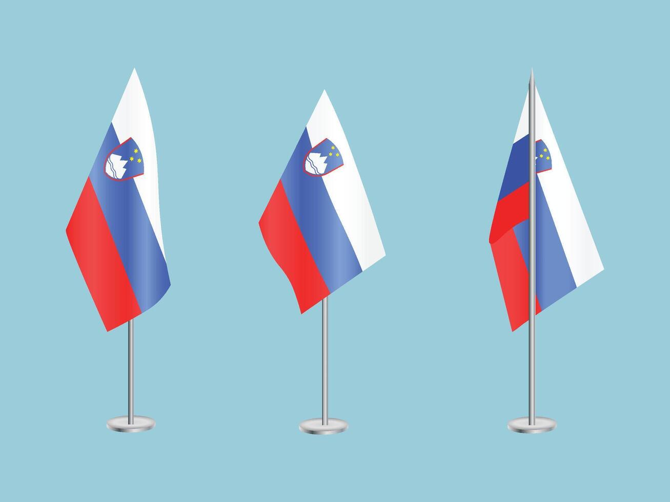 Flag of Slovenia with silver pole.Set of Slovenia's national flag vector