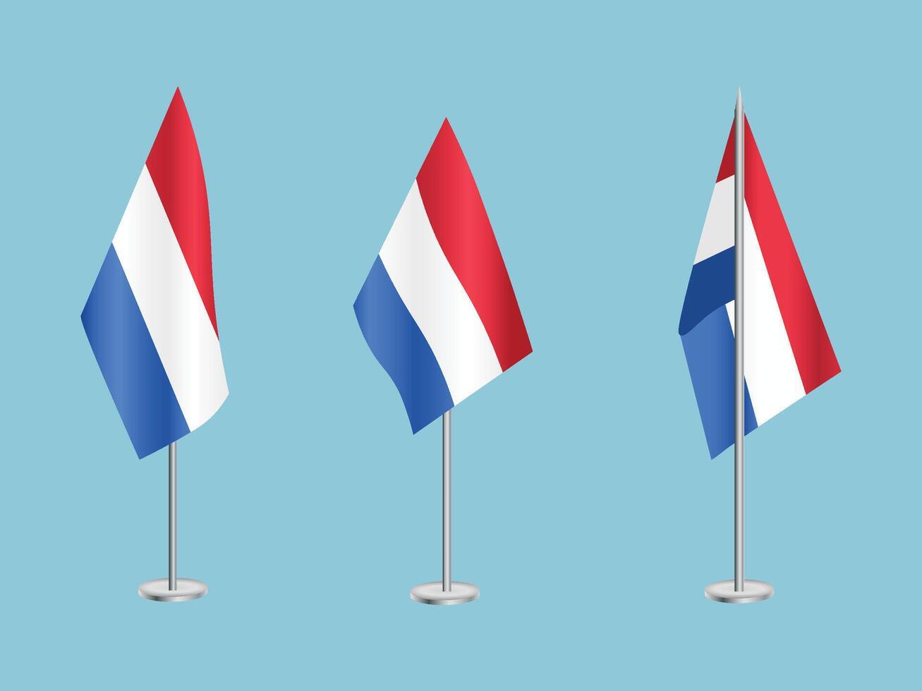 bandera de Países Bajos con plata conjunto de polos de Países Bajos nacional bandera vector