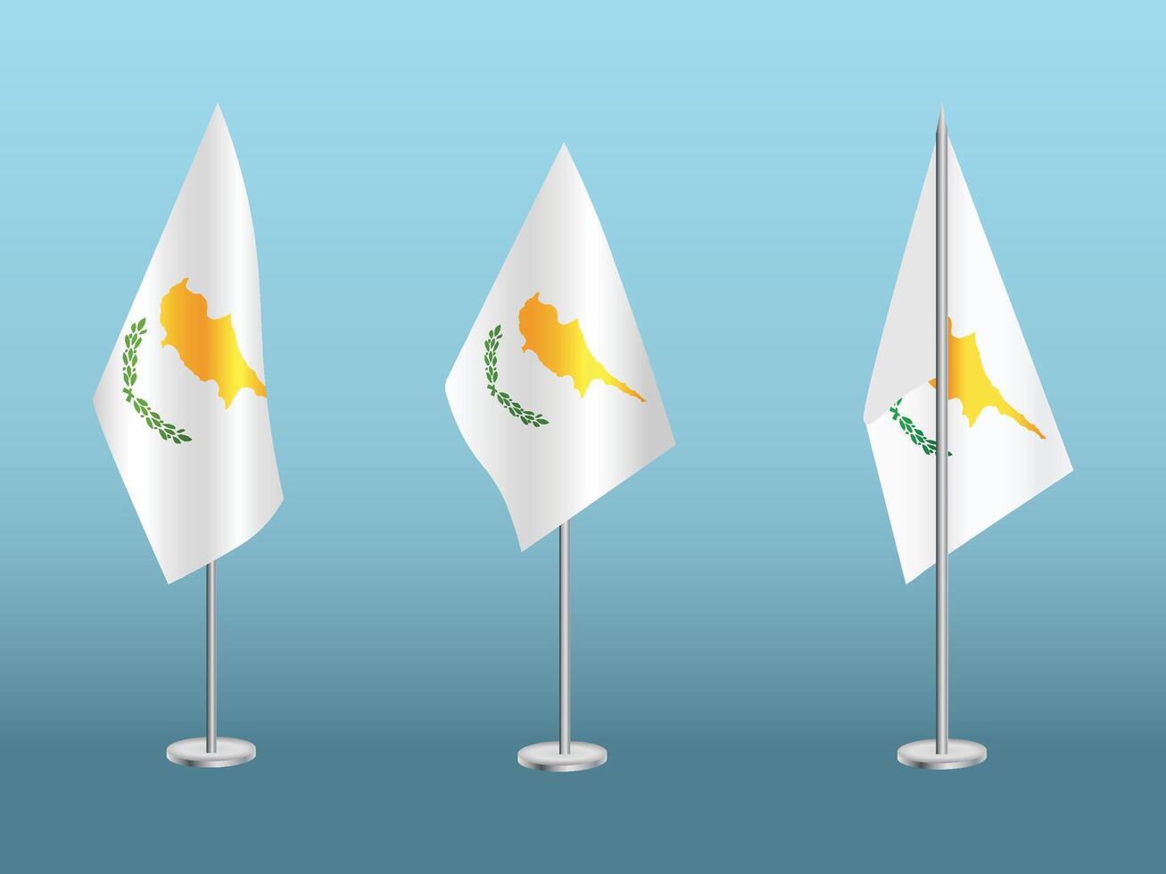Flag of Cyprus with silver pole.Set of Cyprus's national flag vector