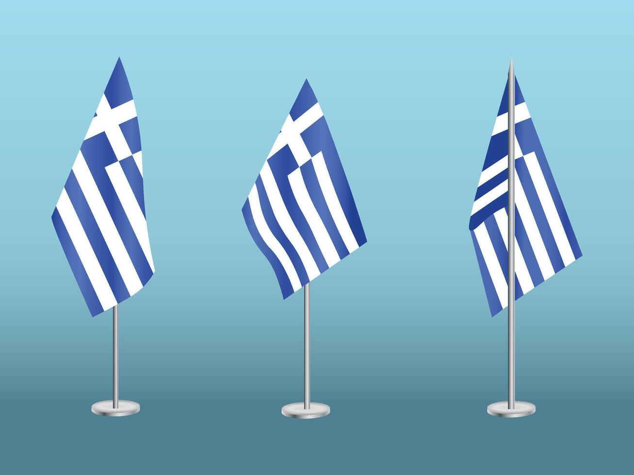 bandera de Grecia con plata conjunto de polos de de grecia nacional bandera vector