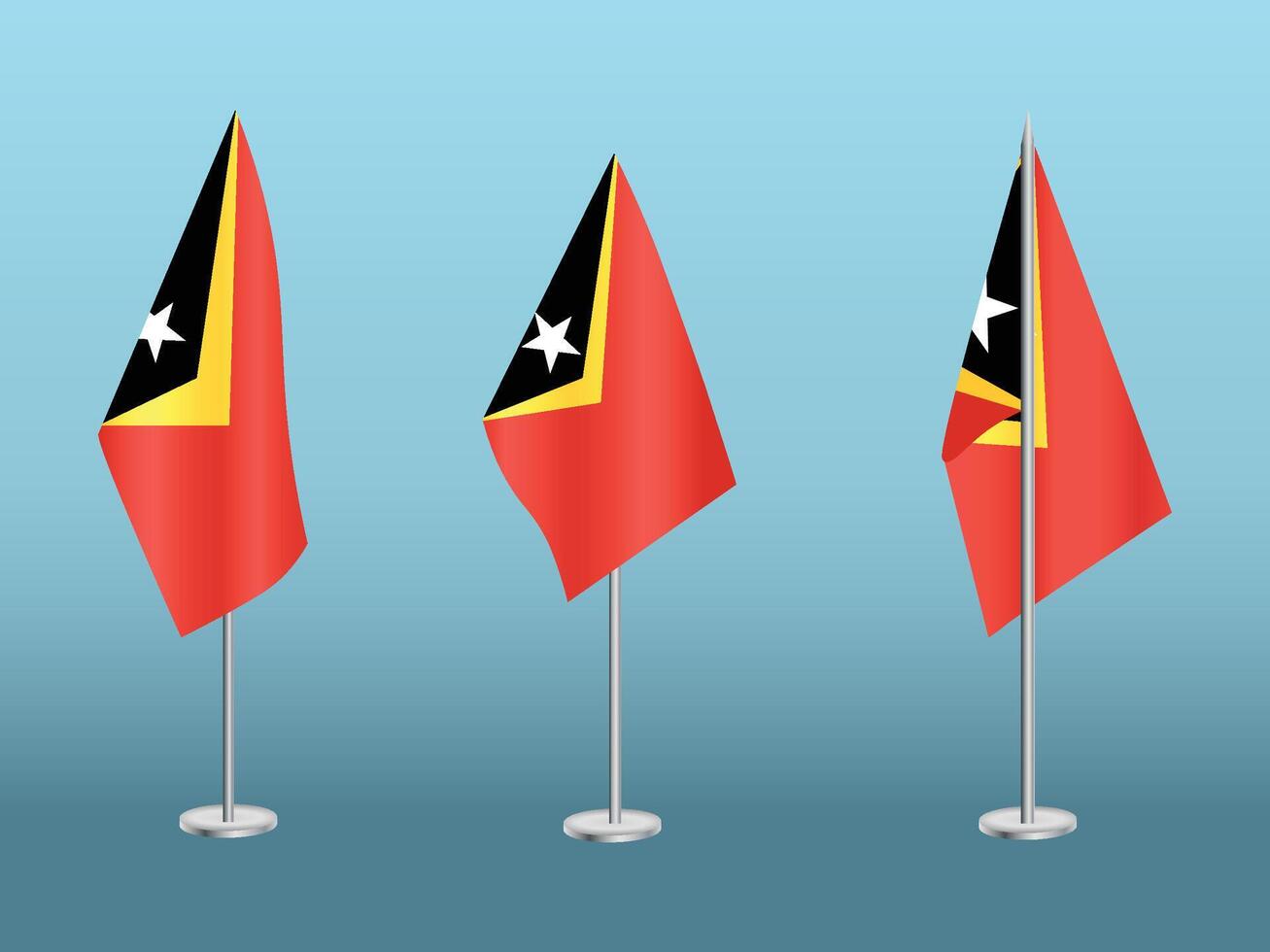 bandera de este Timor con plata conjunto de polos de este timor nacional bandera vector