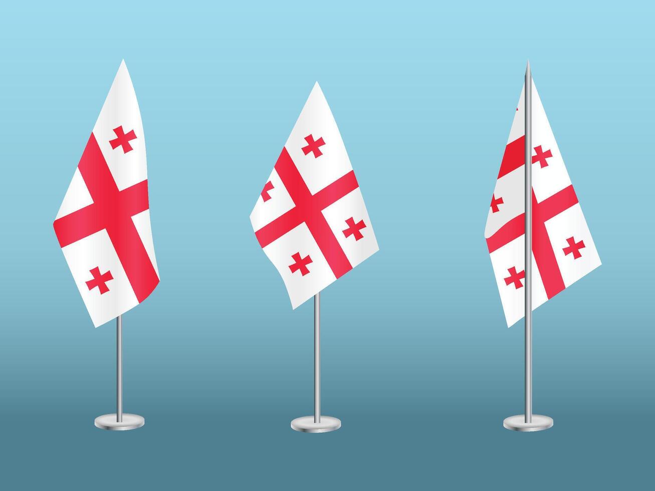 bandera de Georgia con plata conjunto de polos de de georgia nacional bandera vector