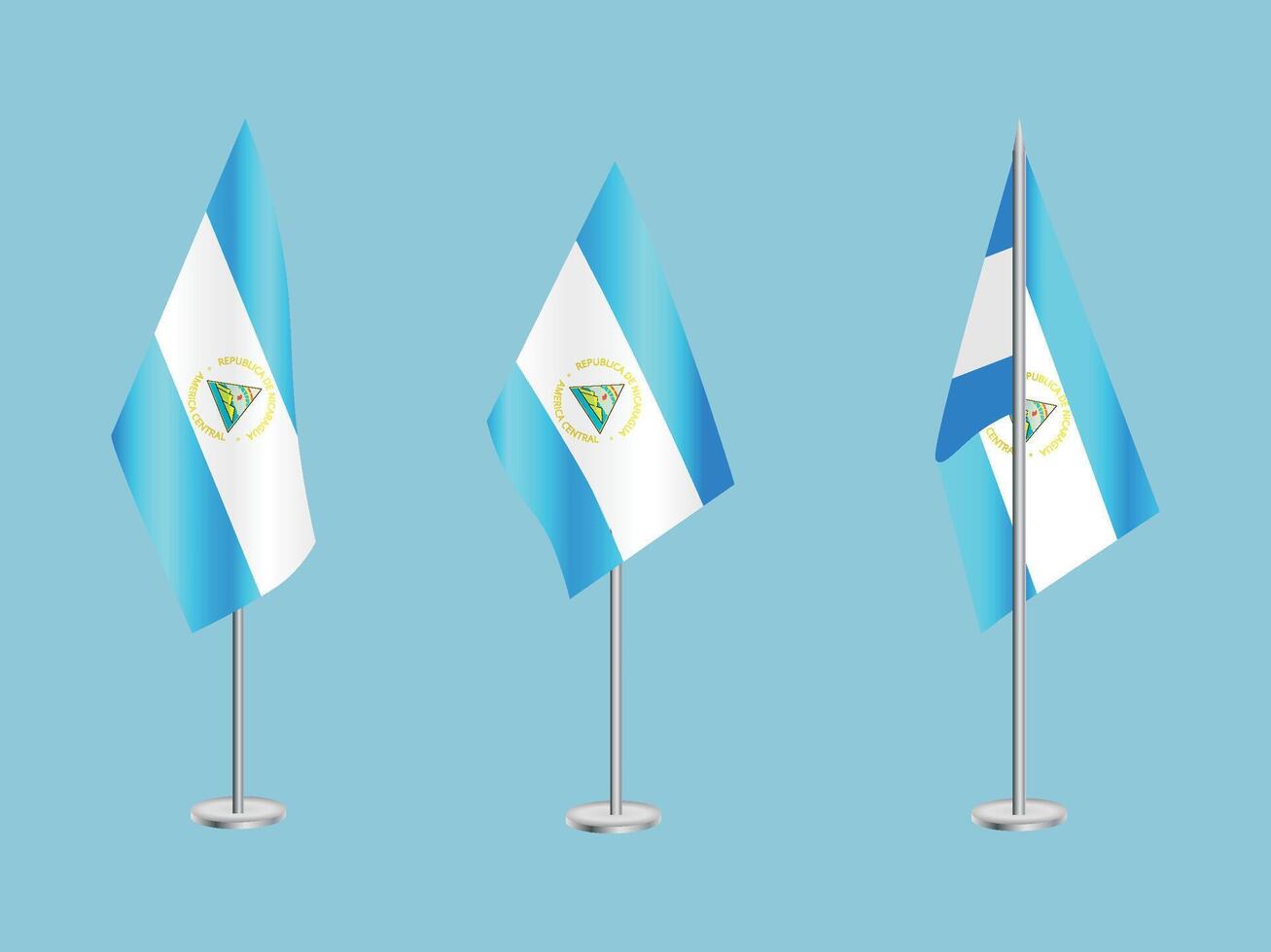 bandera de Nicaragua con plata conjunto de polos de nicaragua nacional bandera vector