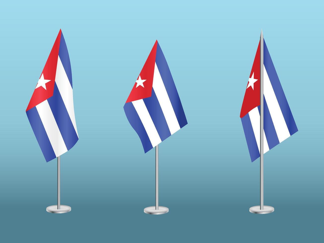 Flag of Cuba with silver pole.Set of Cuba's national flag vector