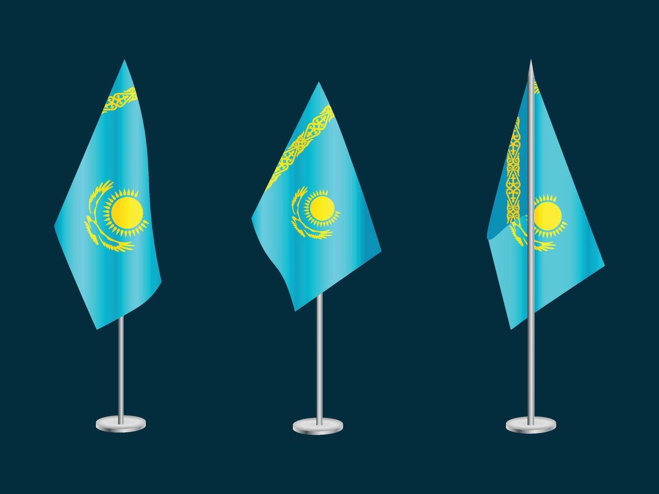 bandera de Kazajstán con plata conjunto de polos de Kazajstán nacional bandera vector