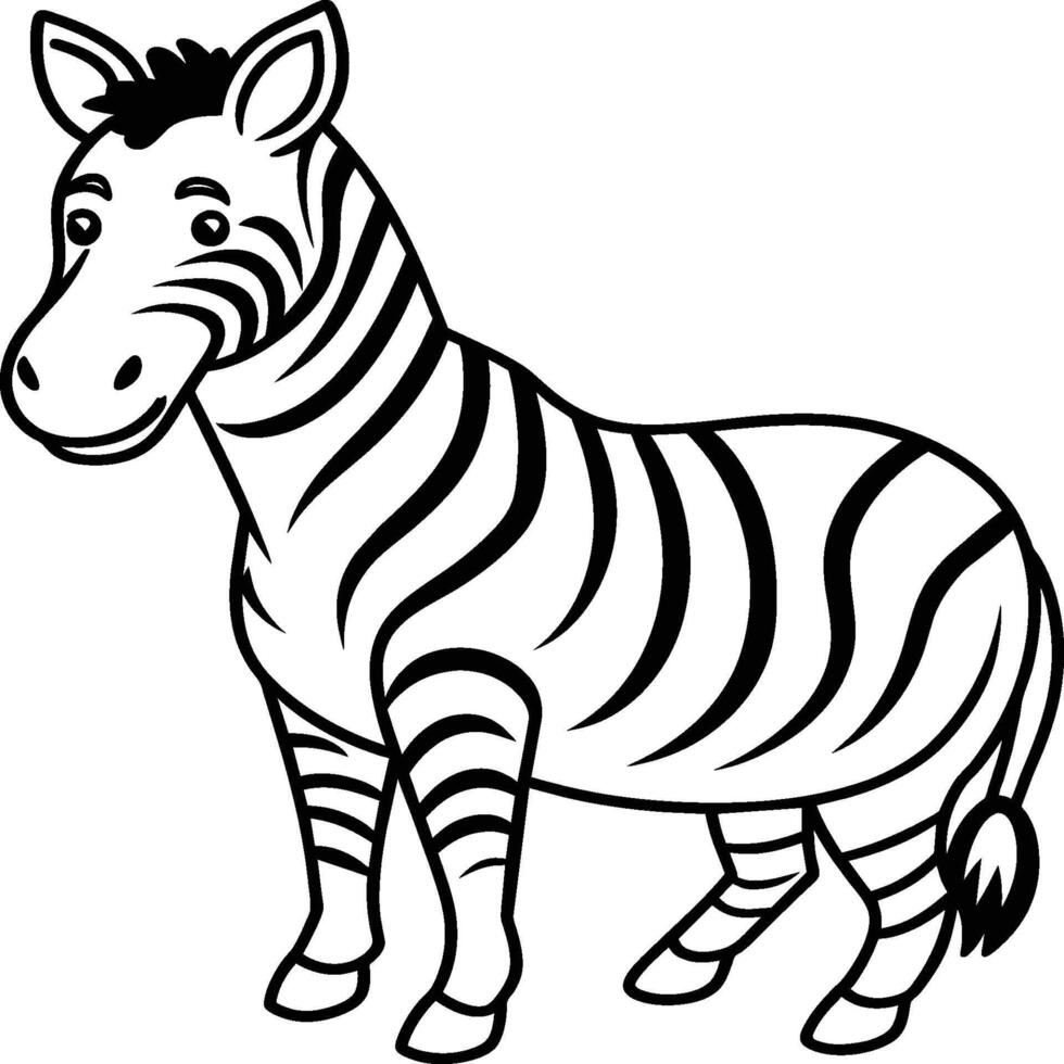 Zebra coloring pages. Zebra Animal outline. Animal line art vector