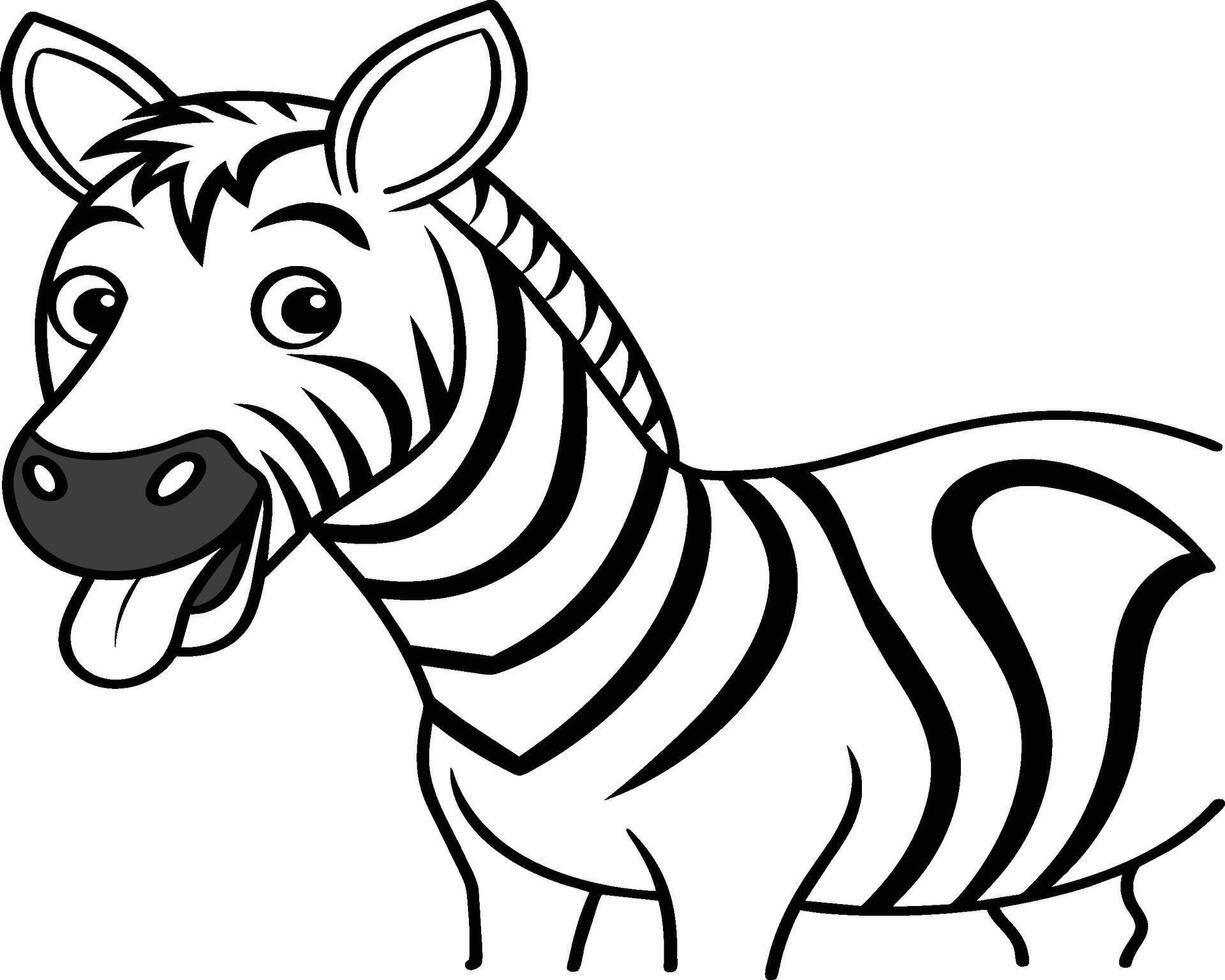 Zebra coloring pages. Zebra Animal outline. Animal line art vector