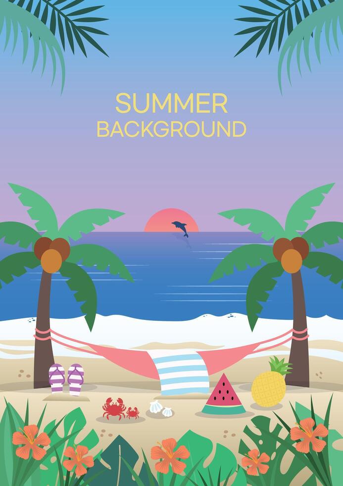 Happy Summer Holliday Vacation Background with ocean view, beach scenery or the view of swimming pool vector