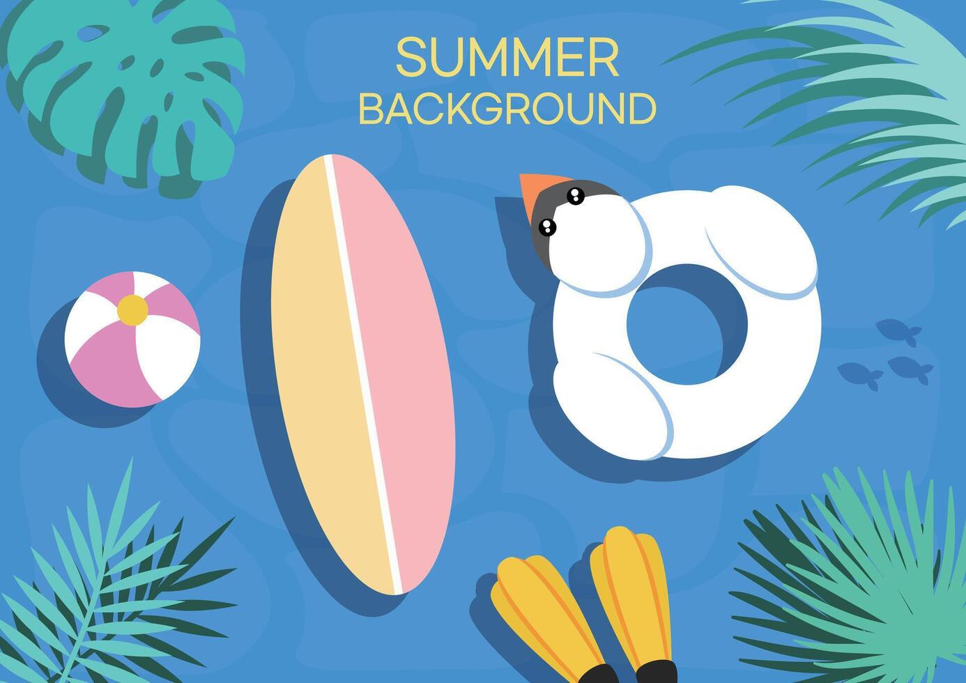 Happy Summer Holliday Vacation Background with ocean view, beach scenery or the view of swimming pool vector