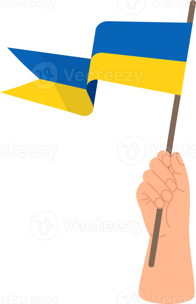 Hand with yellow-blue Ukrainian flag png