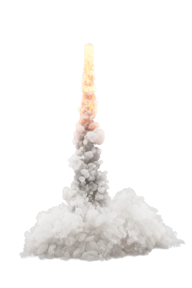 fumée de fusée lancement sur transparent Contexte png