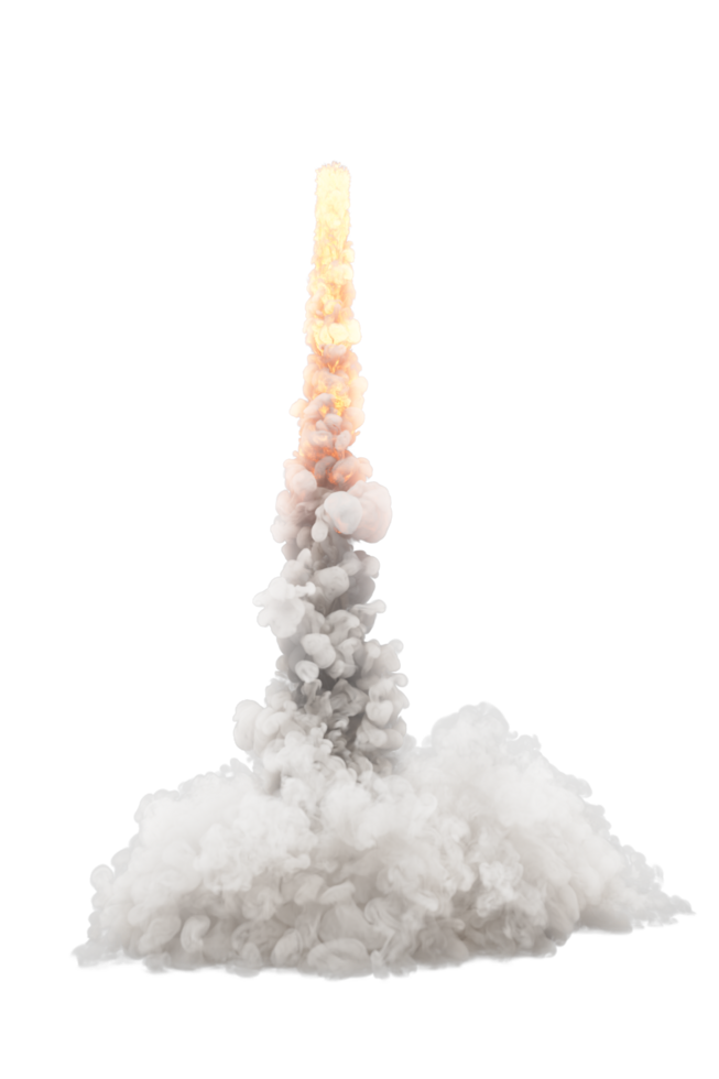 Smoke of rocket launch on transparent background png