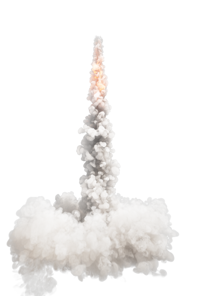 Smoke of rocket launch on transparent background png