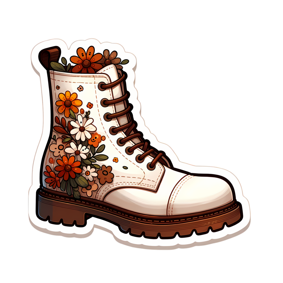 Illustration of a Stylish Boot with Colorful Floral Patterns png
