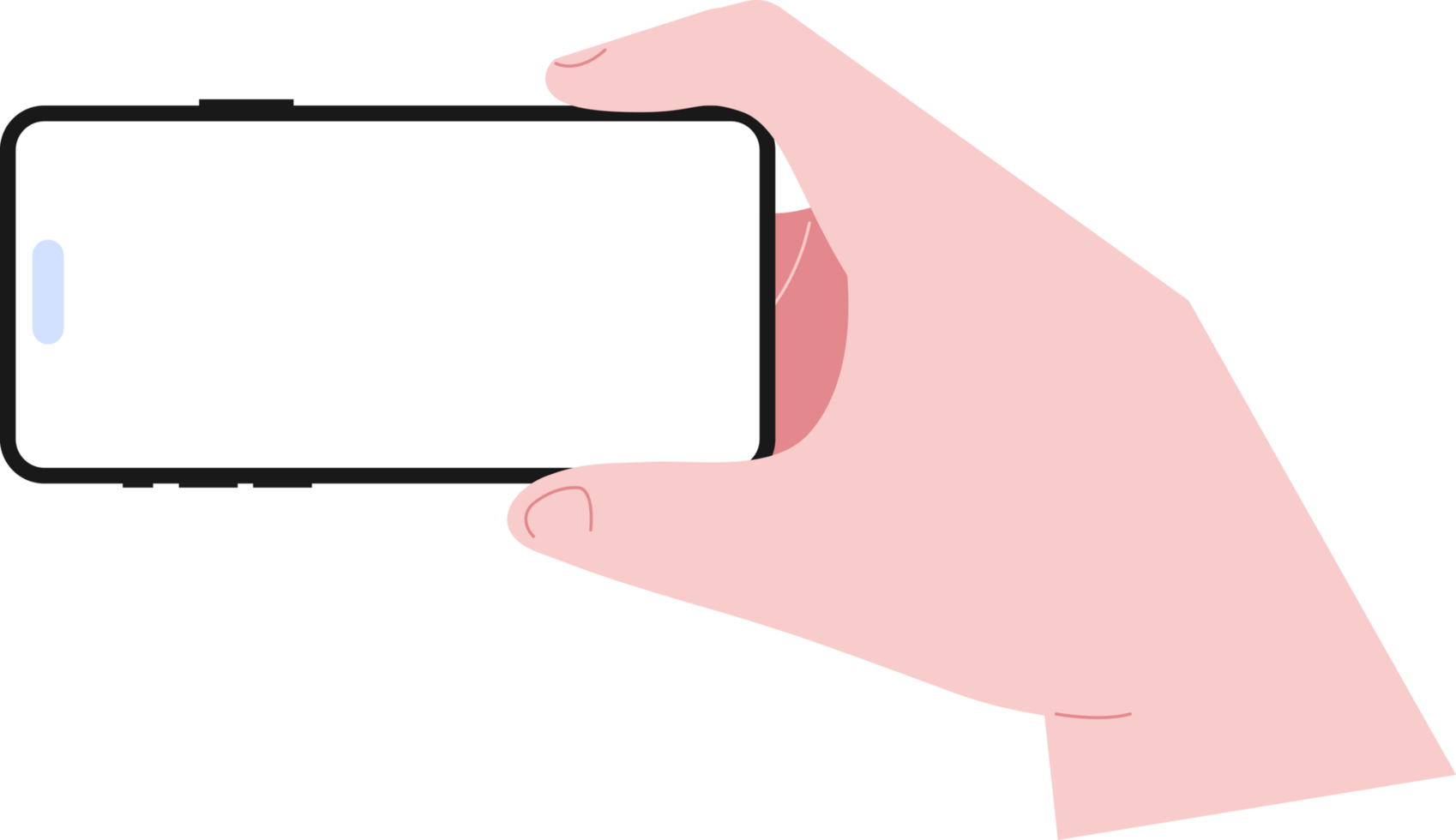 Simple flat Hand Holding Mobile Phone Horizontal illustration png