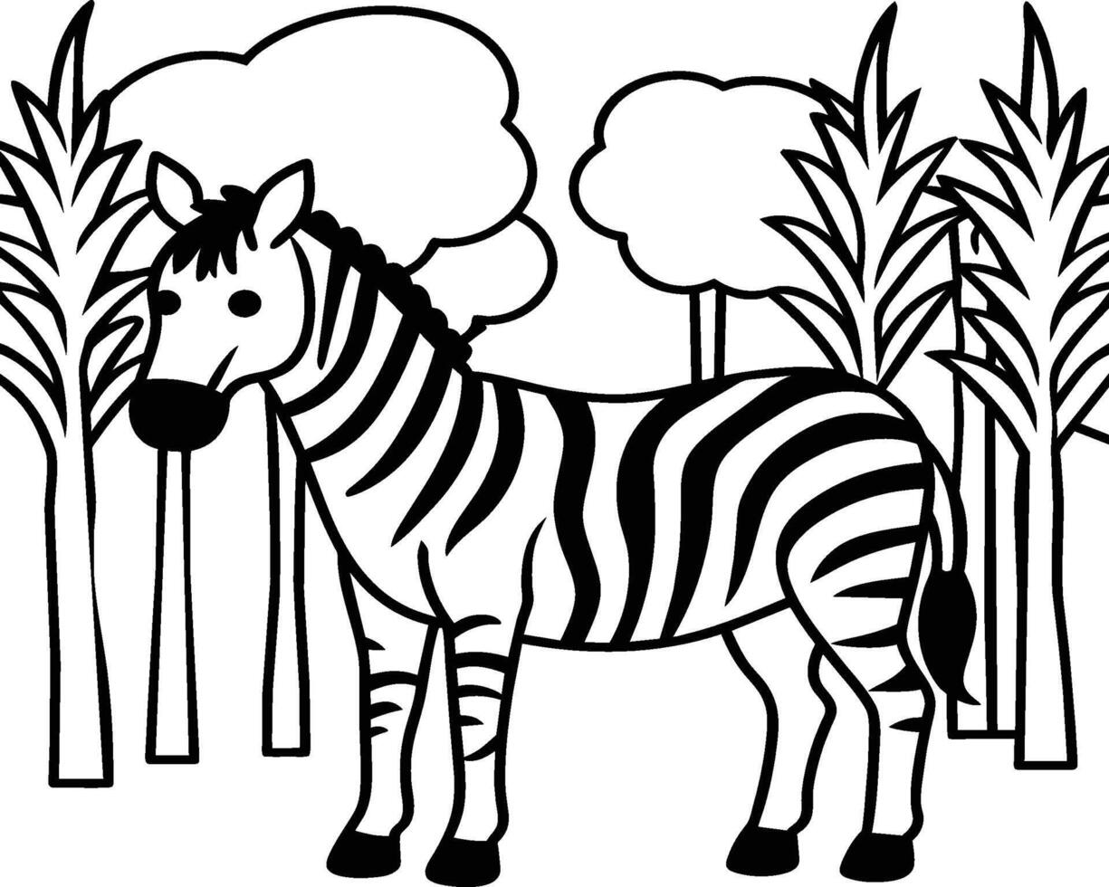 Zebra coloring pages. Zebra Animal outline. Animal line art vector