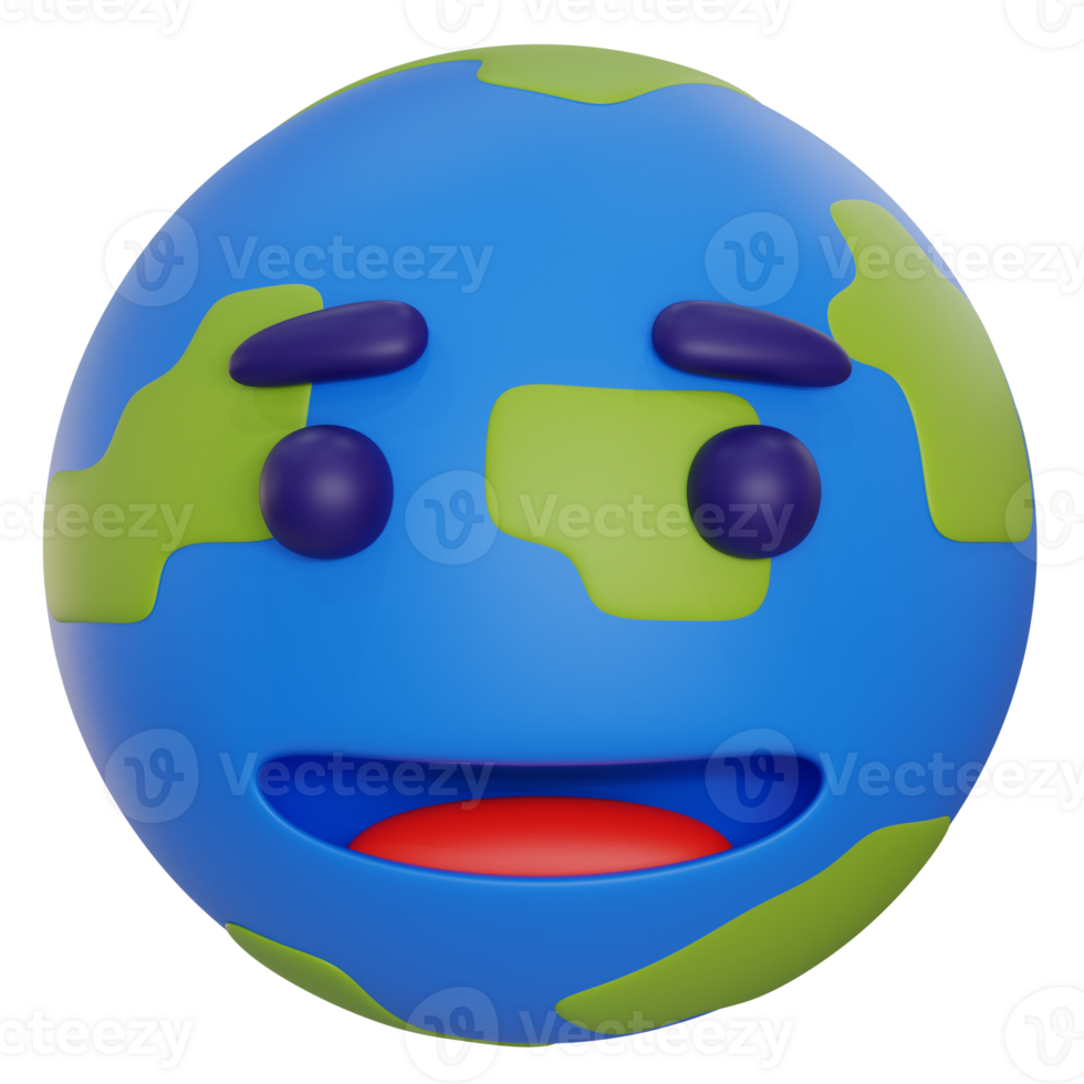 earth smile 3d illustration png