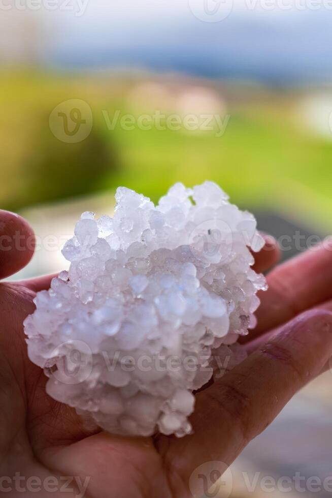 Hail balls in march, natural springtime weather, can cause damages photo