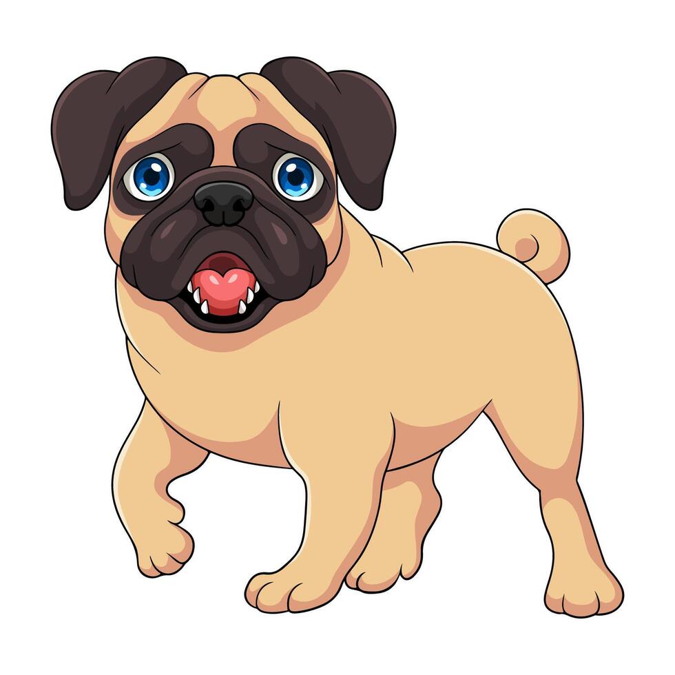 Cute pug dog cartoon isolated on white background vector