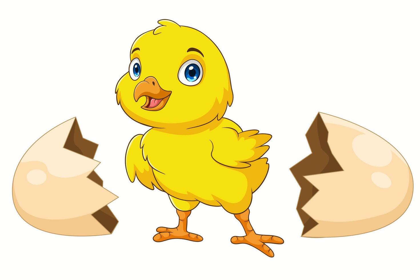 Cartoon new born chick on white background vector