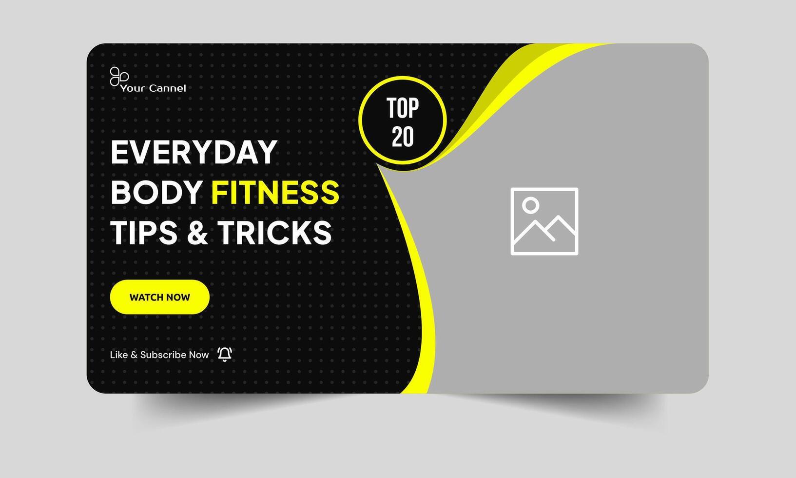 Abstract body fitness techniques cover banner design, daily best fitness tips and tricks thumbnail banner design, customizable eps 10 file format vector