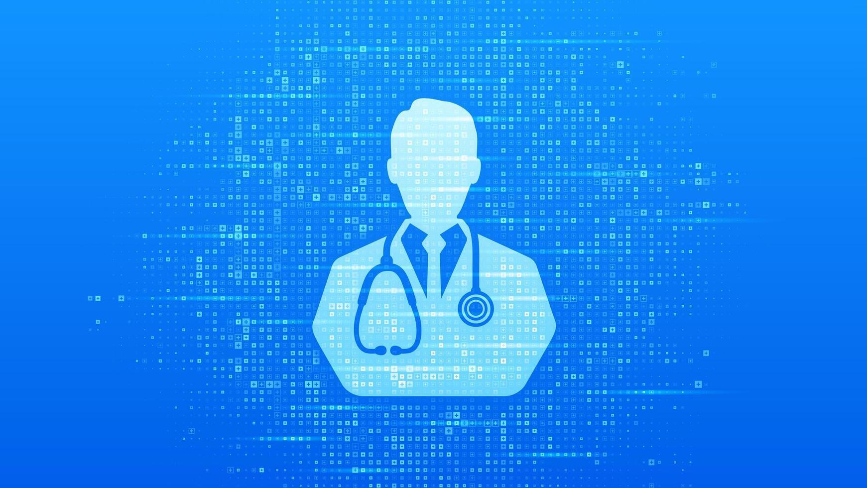 Online Doctor consultation icon. Online healthcare and medical advise medical banner. Telemedicine. E-health. Blue medical background made with cross shape symbol. illustration. vector