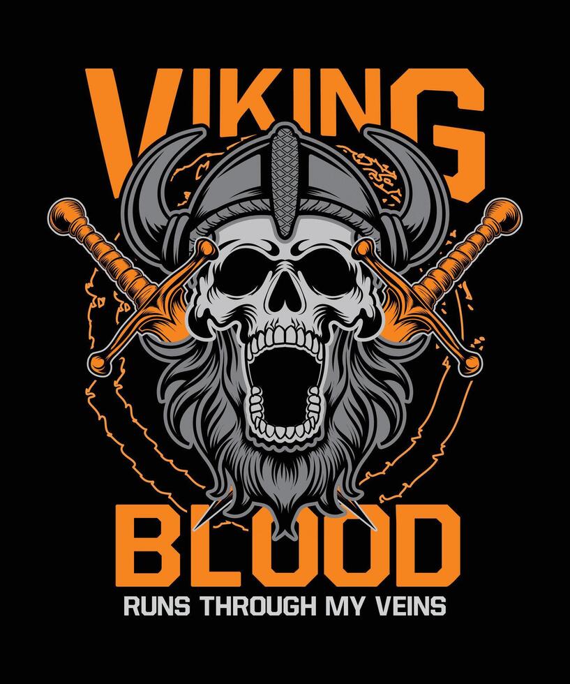 viking blood runs through my veins viking t-shirt design vector