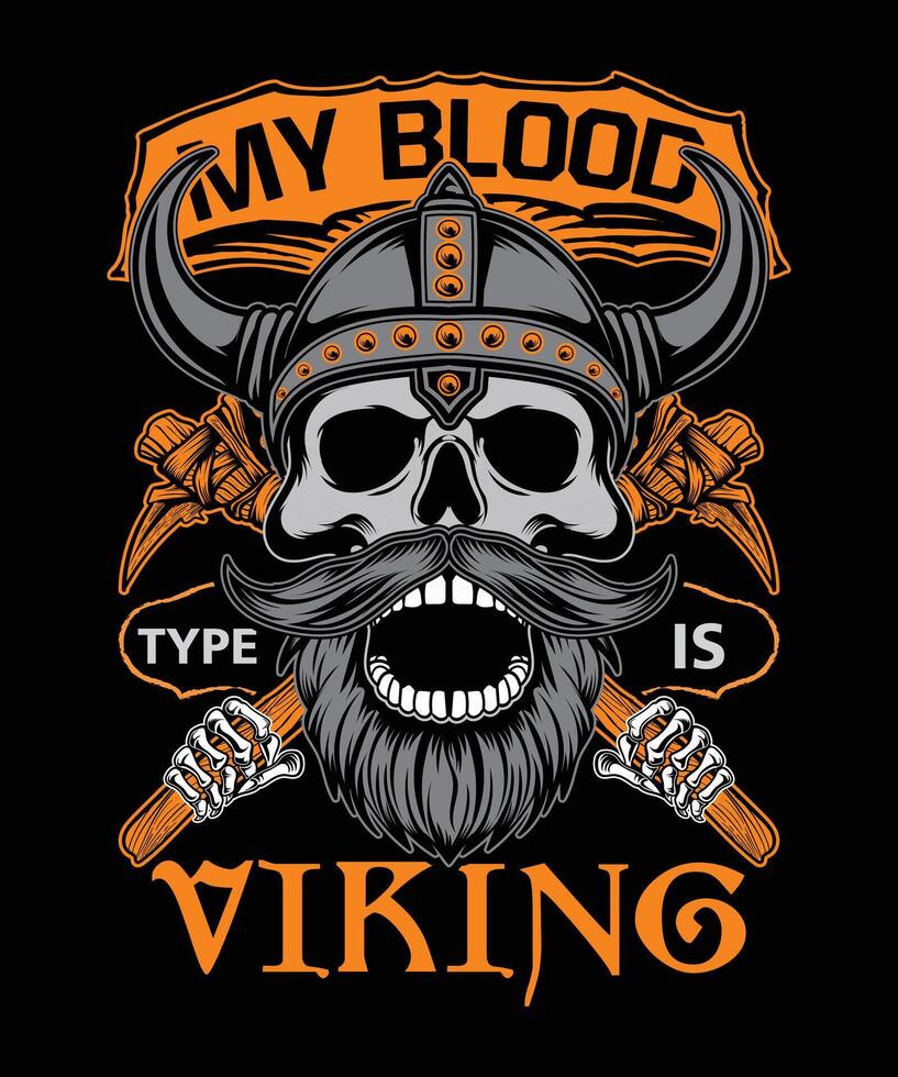 mi sangre tipo es vikingo camiseta diseño vector