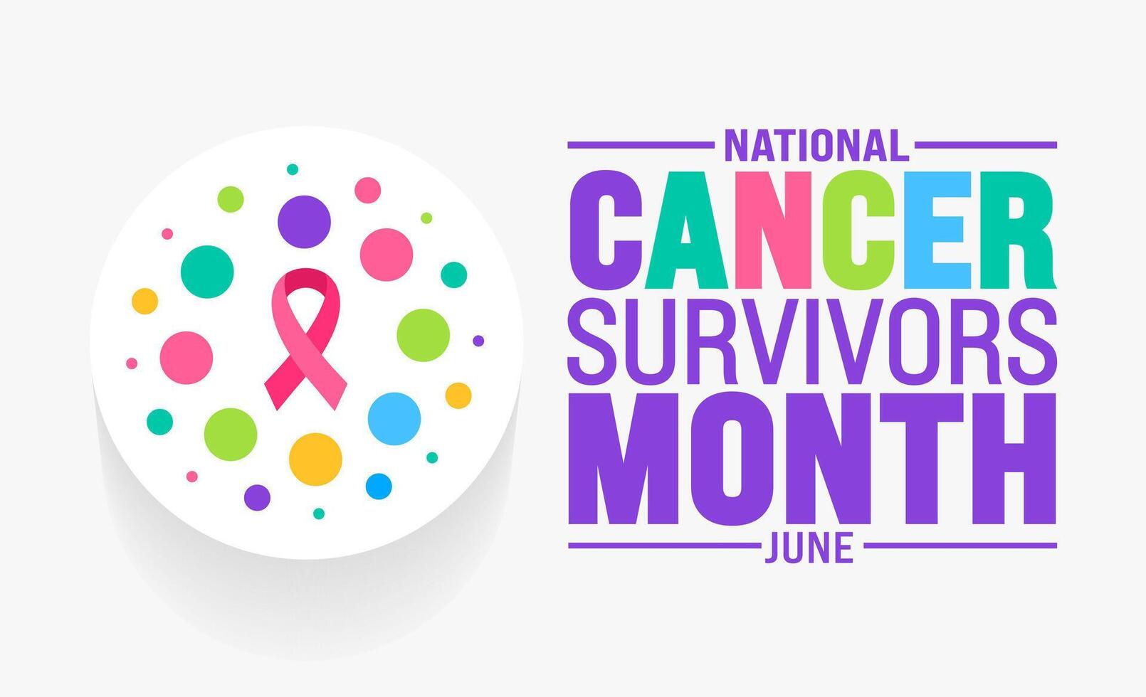 June is Cancer Survivors Month background template. Holiday concept. use to background, banner, placard, card, and poster design template with text inscription and standard color vector