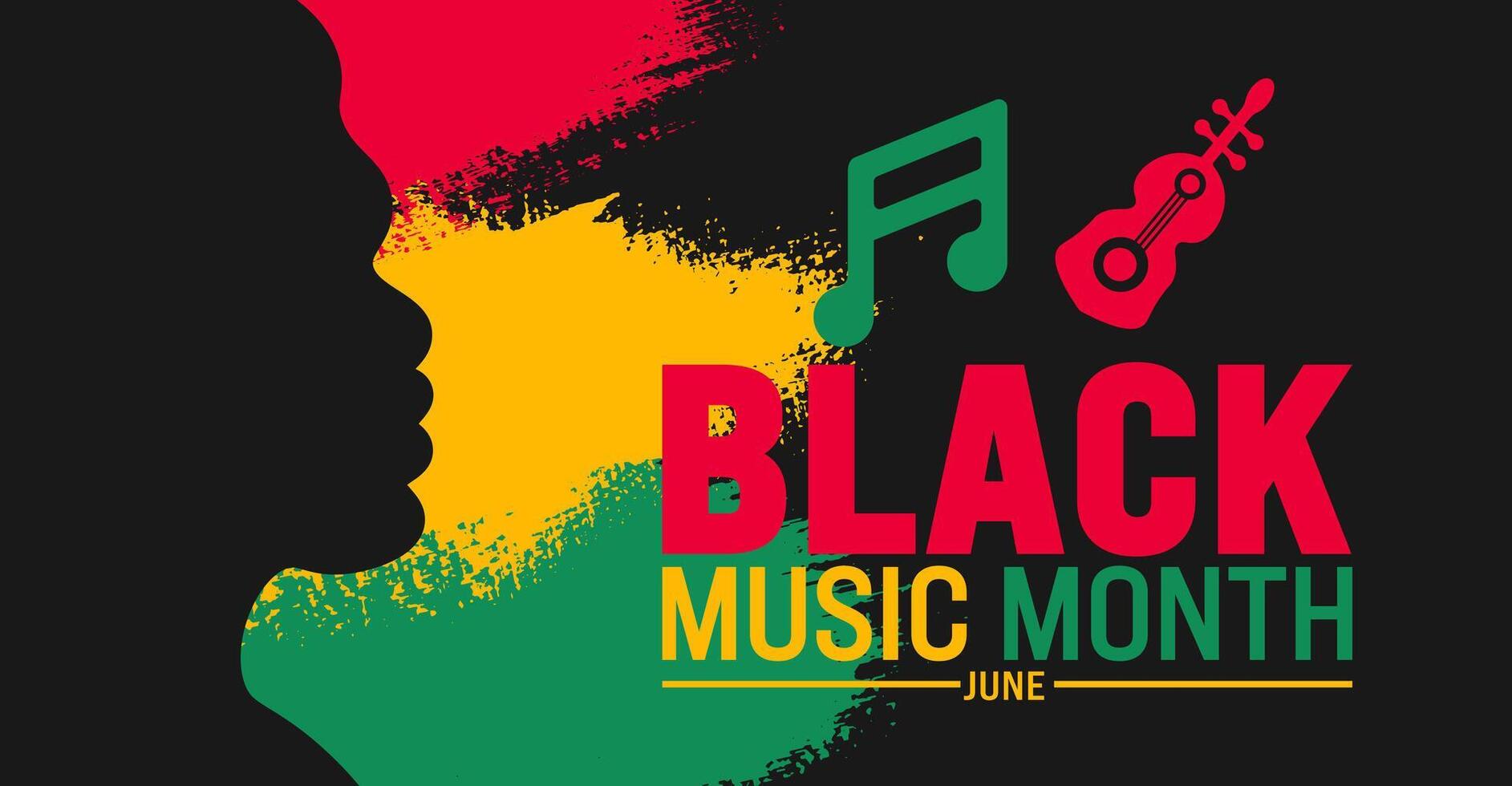 junio es africano americano música apreciación mes o negro música mes antecedentes modelo. fiesta concepto. utilizar a fondo, bandera, cartel, tarjeta, y póster diseño modelo con texto inscripción vector