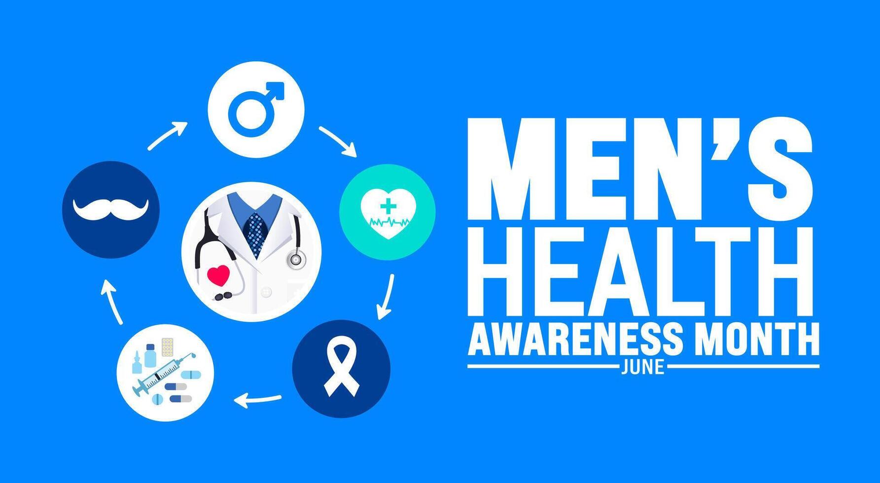 June is National Mens Health Awareness Month background template. Holiday concept. use to background, banner, placard, card, and poster design template with text inscription and standard color. vector