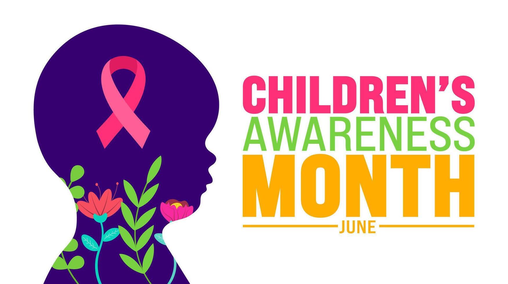 June is Childrens Awareness Month background template. Holiday concept. use to background, banner, placard, card, and poster design template with text inscription vector