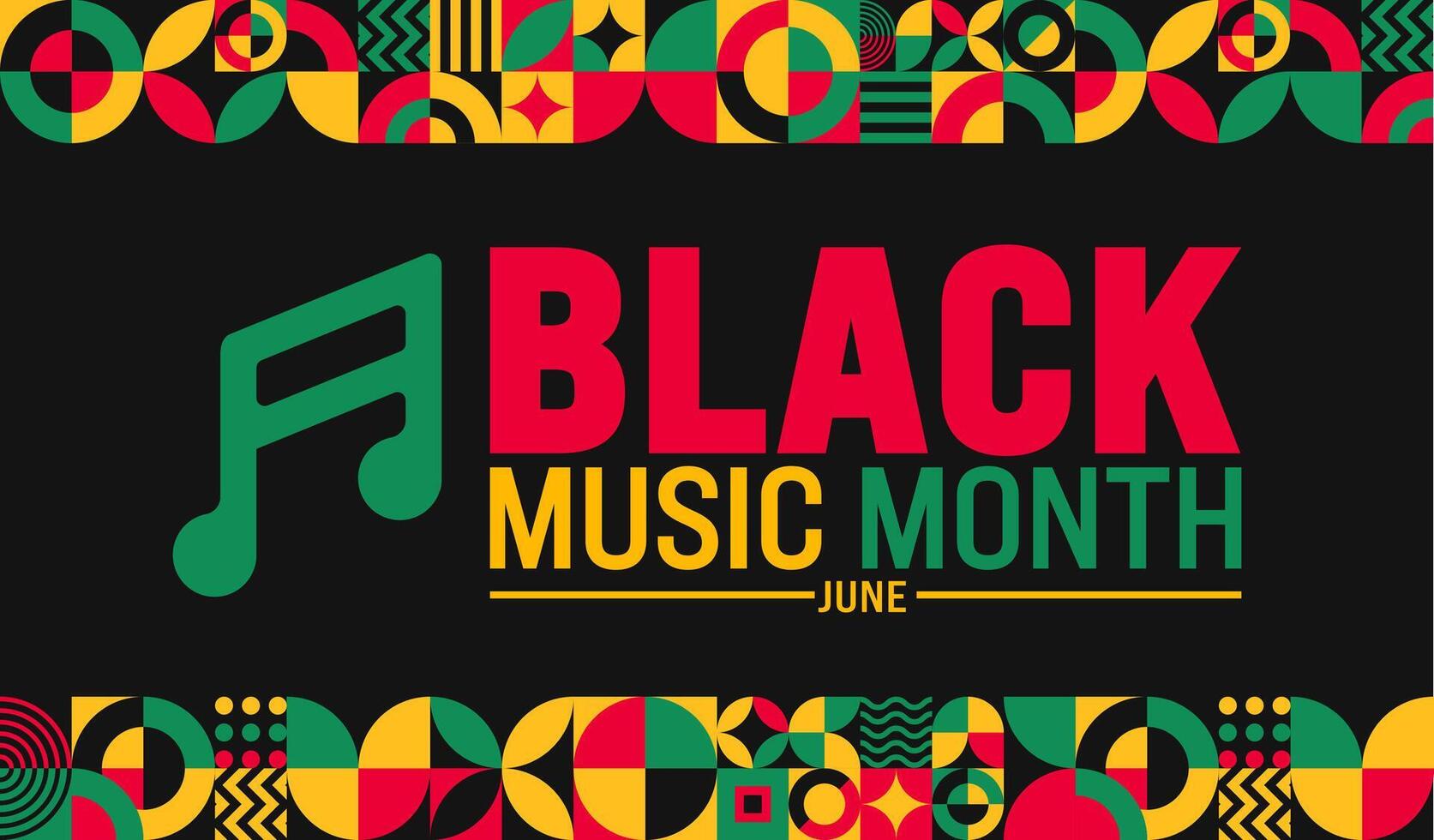 junio es africano americano música apreciación mes o negro música mes antecedentes modelo. fiesta concepto. utilizar a fondo, bandera, cartel, tarjeta, y póster diseño modelo con texto inscripción vector