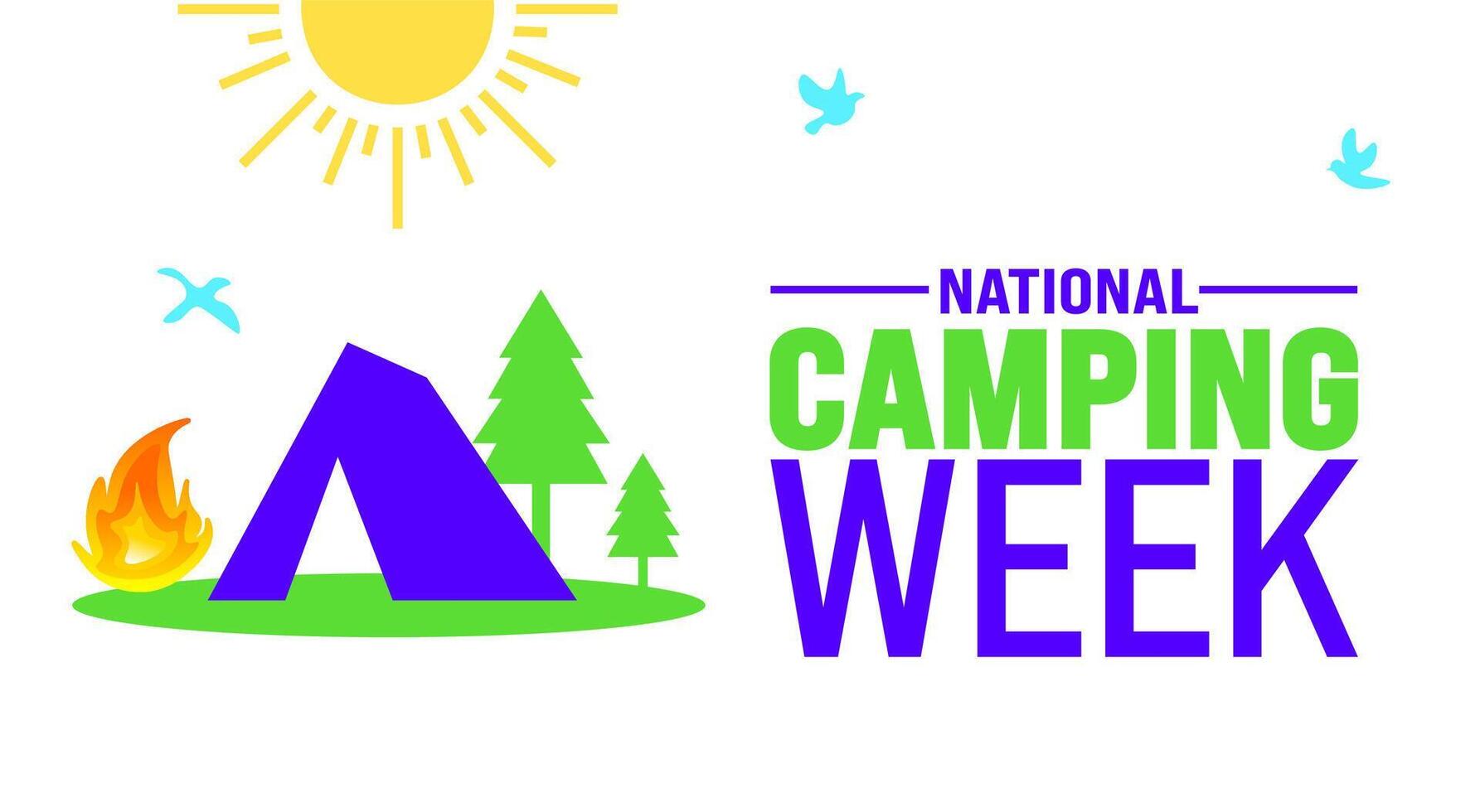 June is National Camping Week background template. Holiday concept. use to background, banner, placard, card, and poster design template with text inscription and standard color. vector