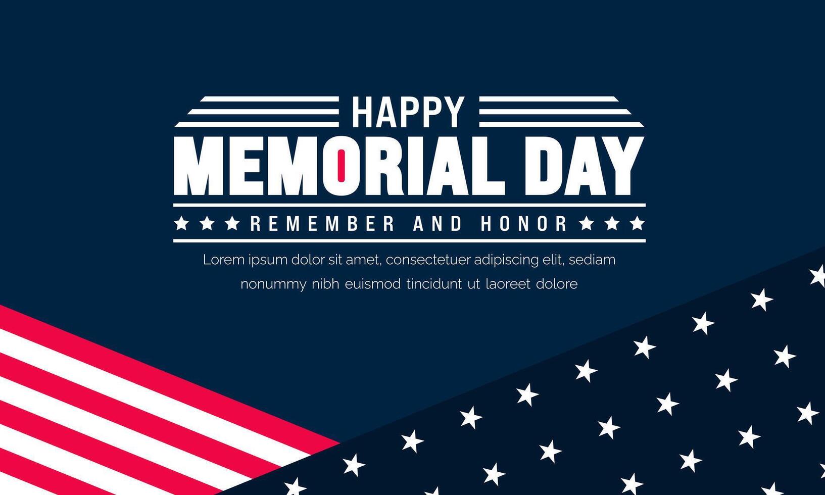 Happy Memorial Day Remember and Honor typography background template. American national holiday with USA flag banner design. Memorial Day background with USA flag design. vector