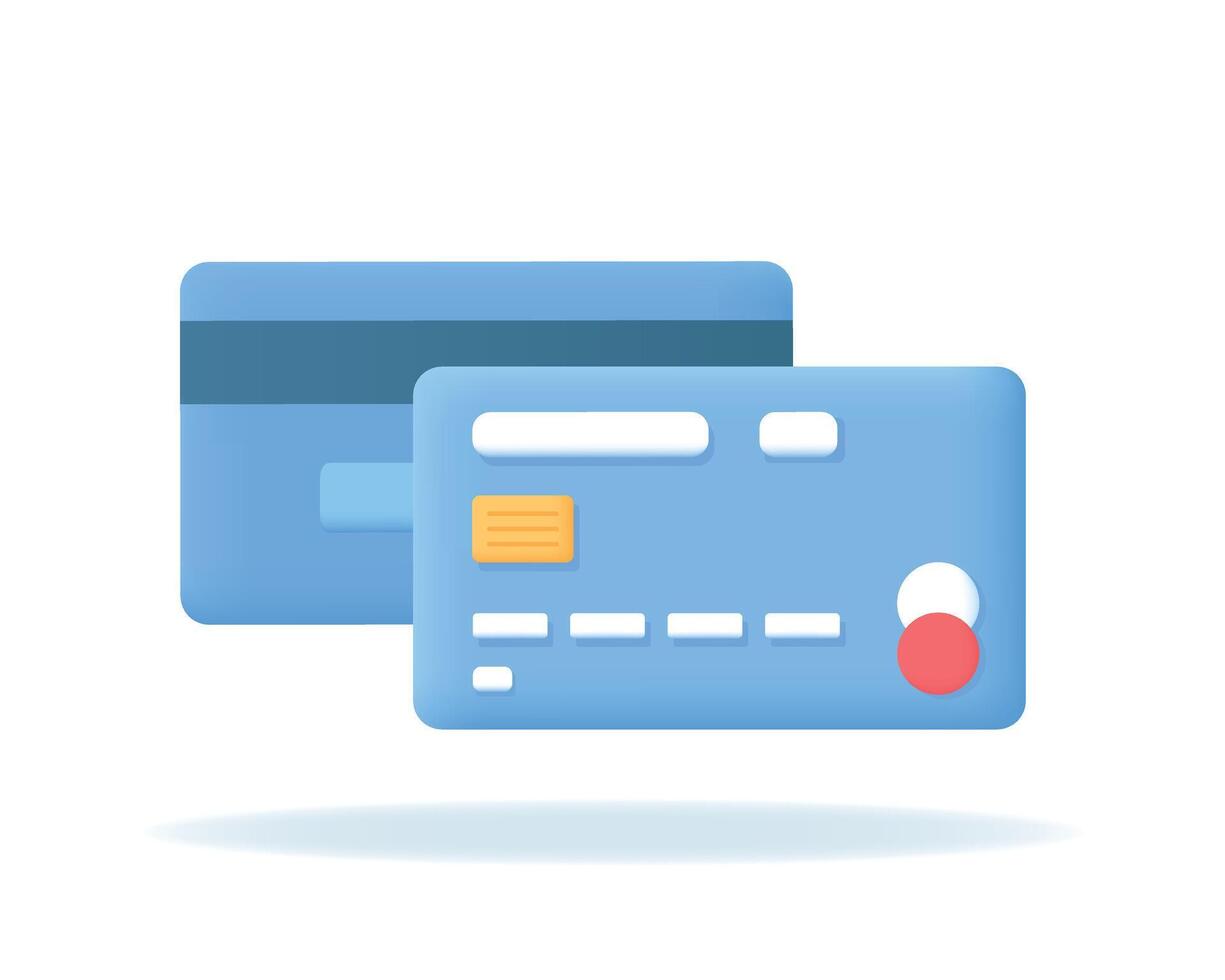 3d crédito tarjeta icono. móvil pago, Internet bancario, dinero ahorro concepto. vector