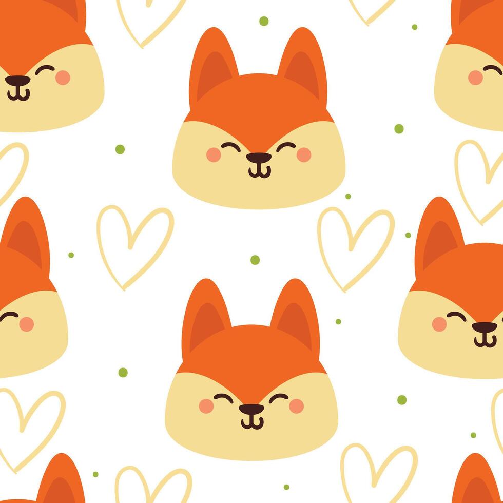 seamless pattern cartoon fox. cute animal wallpaper illustration for gift wrap paper vector