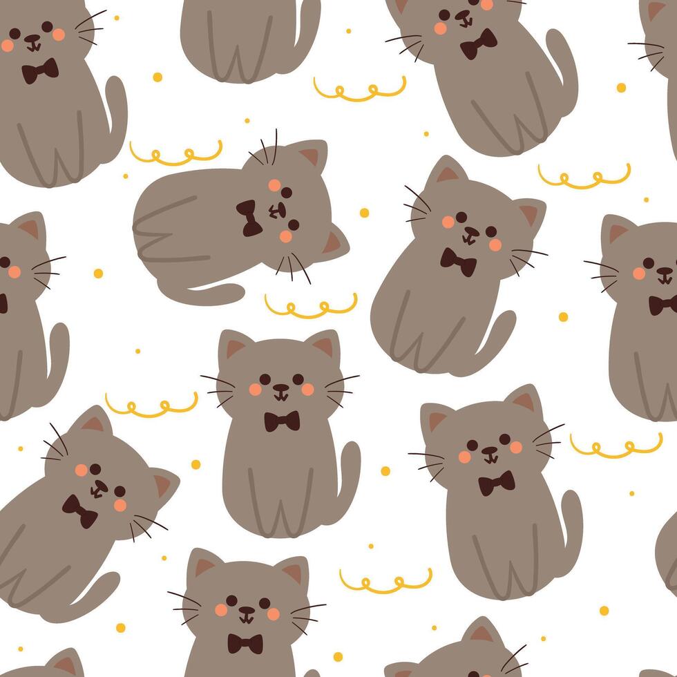 seamless pattern cartoon cats. cute animal wallpaper illustration for gift wrap paper vector