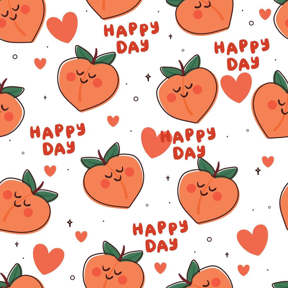 seamless pattern cartoon peach character design. cute fruit design wallpaper and pattern vector