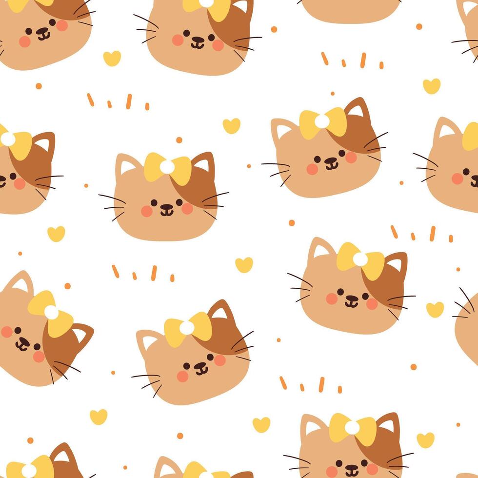 seamless pattern cartoon cats. cute animal wallpaper illustration for gift wrap paper vector