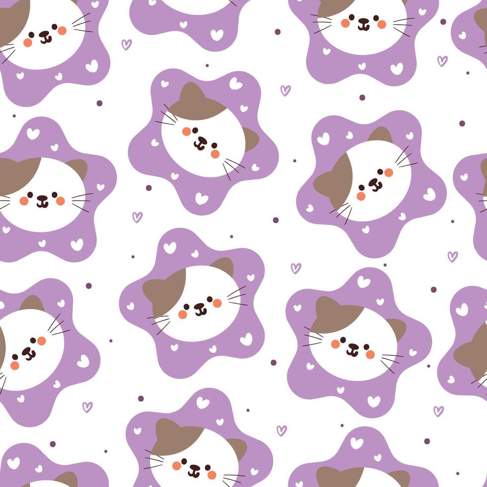 seamless pattern cartoon cats. cute animal wallpaper illustration for gift wrap paper vector