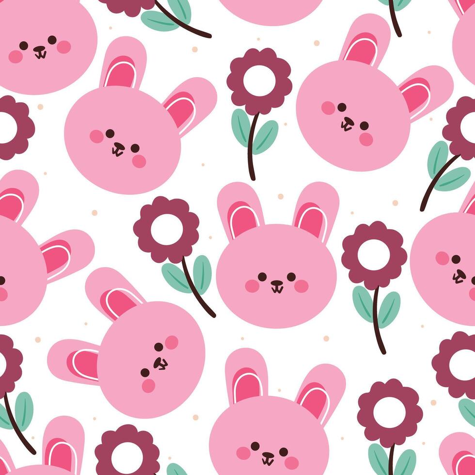 seamless pattern cartoon bunny and flower. cute animal wallpaper for textile, gift wrap paper vector