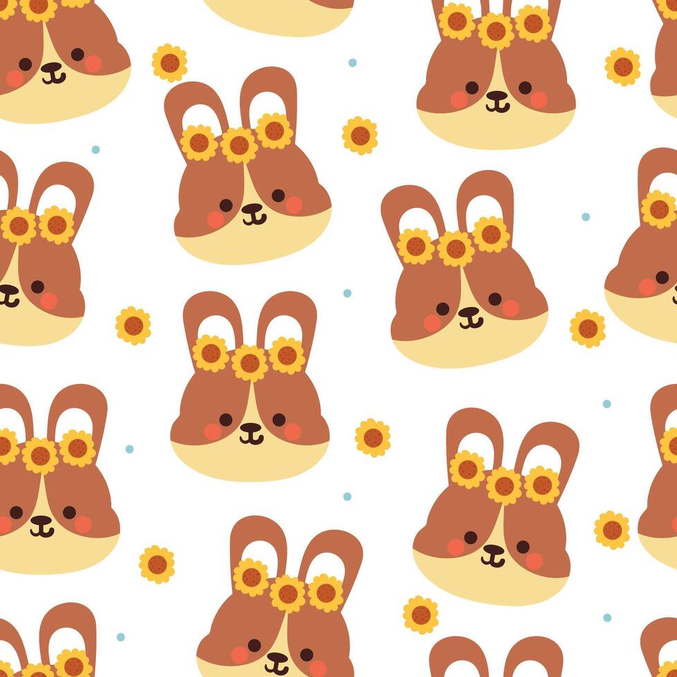 seamless pattern cartoon bunny and flower. cute animal wallpaper for textile, gift wrap paper vector