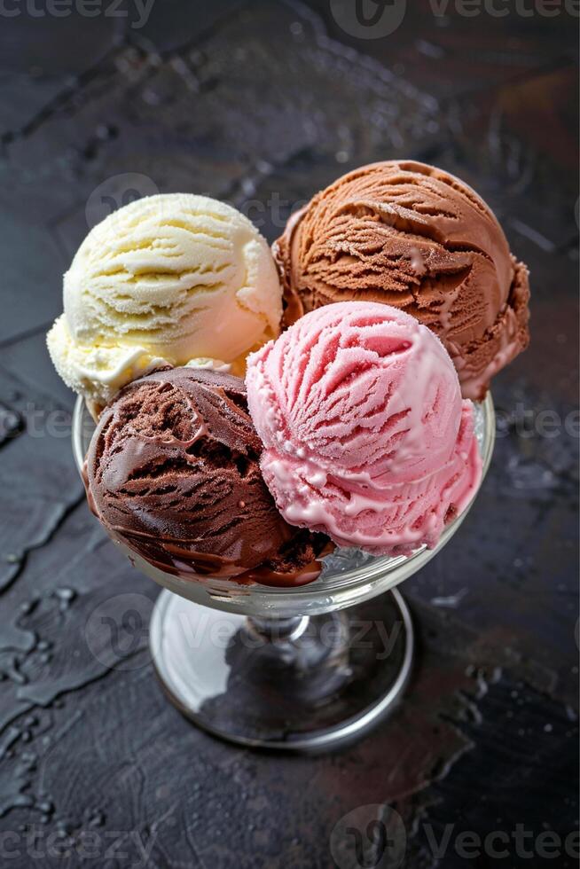 Ice cream scoops bowl photo