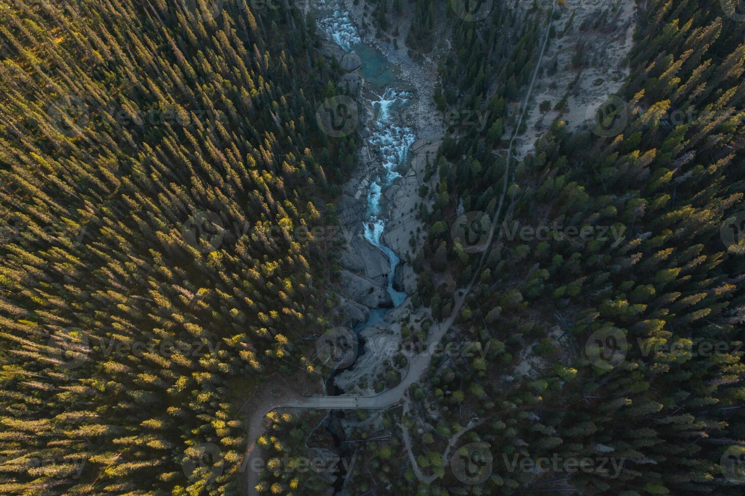 Aerial view of Mistaya Canyon, Rocky Mountains, Canada. photo