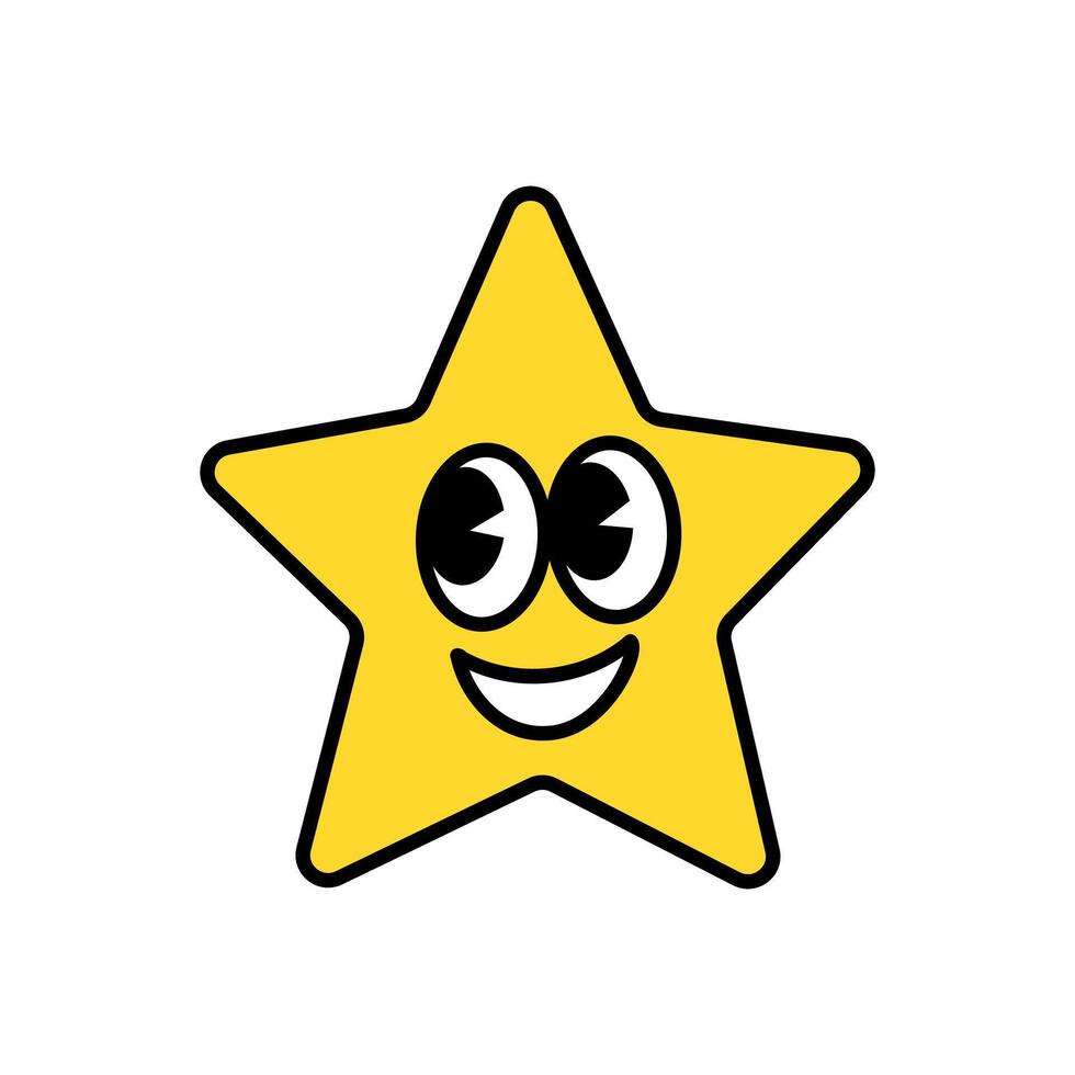 Groovy star character illustration. vector